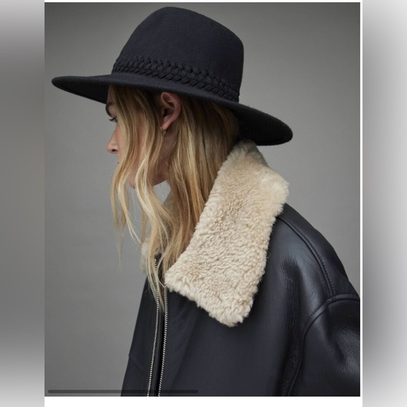 AllSaints Ainsley Braided Fedora Hat - Black main image 5